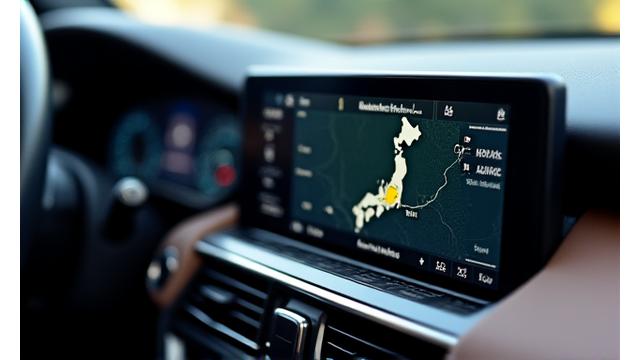 日本の街並みを走る高級セダン